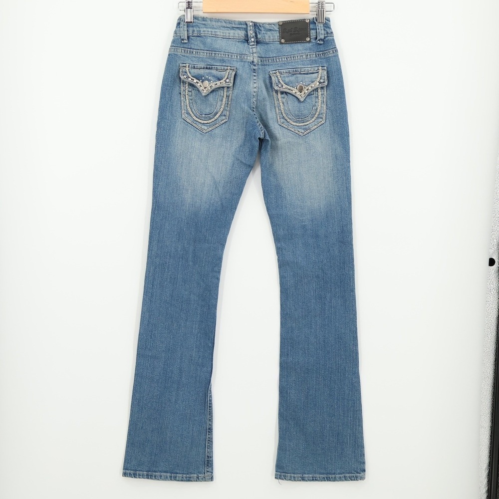 Red Rivet Y2K Embellished Jeans Womens Size 3 Western Rodeo Bootcut Rhinstone